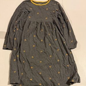 Lands' End Gray Long-Sleeve Dress with Yellow Star Accents